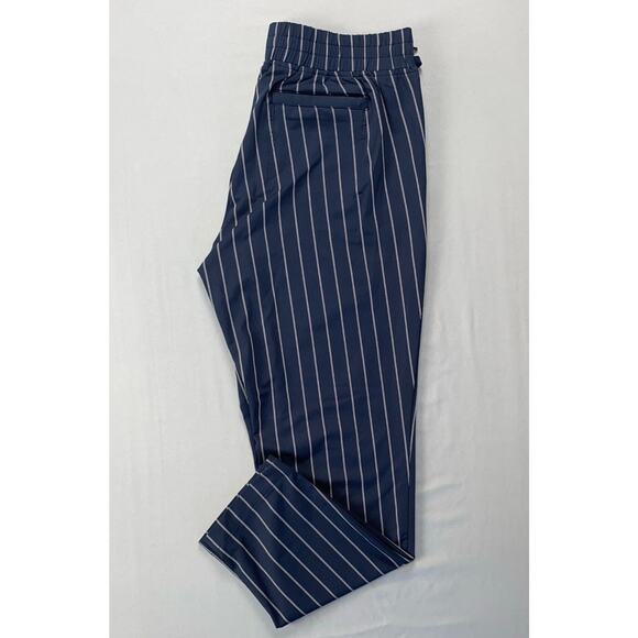 Athleta Women's Stripe Midtown Lightweight Pull On Ankle Pants. Navy, Women's 6. - Picture 1 of 9